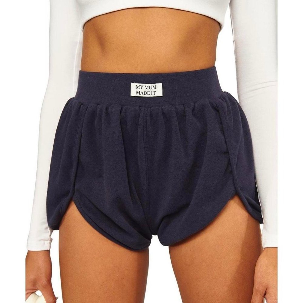 MY MUM MADE IT High Elastic Waist Dolphin Shorts - Navy